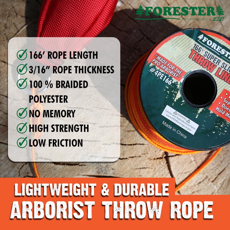 FORESTER طقم خط رمي فوريستر أربوريست - حبل بوليستر 100% فائق النعومة مع حقيبة رمي مرجحة | معدات شجرة الغابات لرمي الأطراف المنخفضة والعالية | حبل سميك 3/16 بوصة (حبل 166 بوصة مع حقيبة رمي 15 أونصة) - Image 4